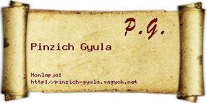 Pinzich Gyula névjegykártya
